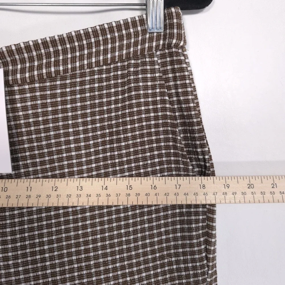 ANTHROPOLOGIE Sanctuary New Pants XL Women's Westside Check Chocolate Crop Brown - Picture 7 of 13